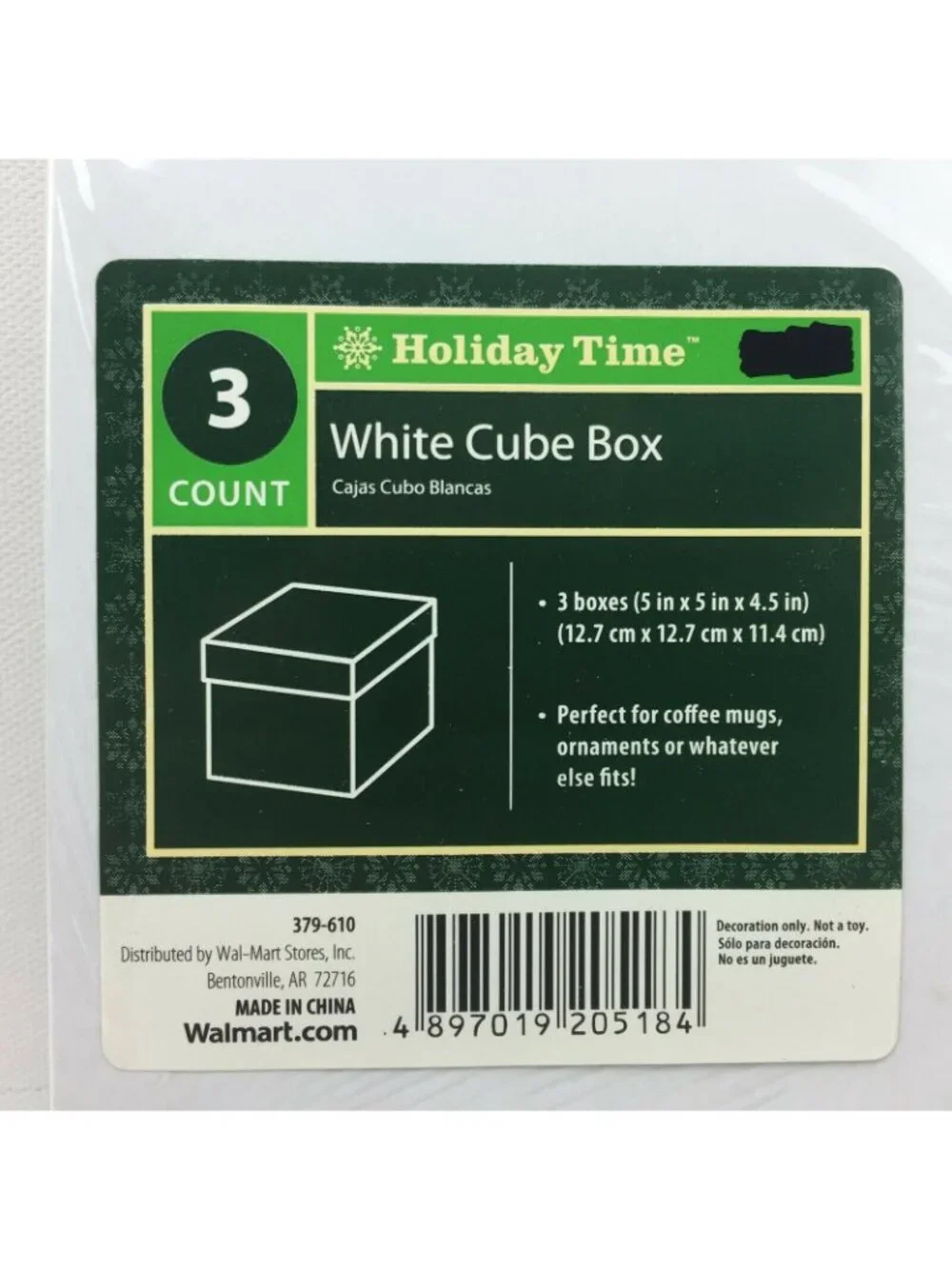 Holiday Time White Cube Box Set 3 Count Present Gift Wrapping White 5